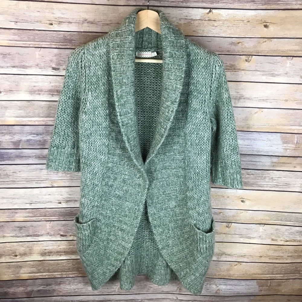 Urban Outfitters Pins And Needles Green Long Cardigan Sweater 3/4 Sleeves Sz M